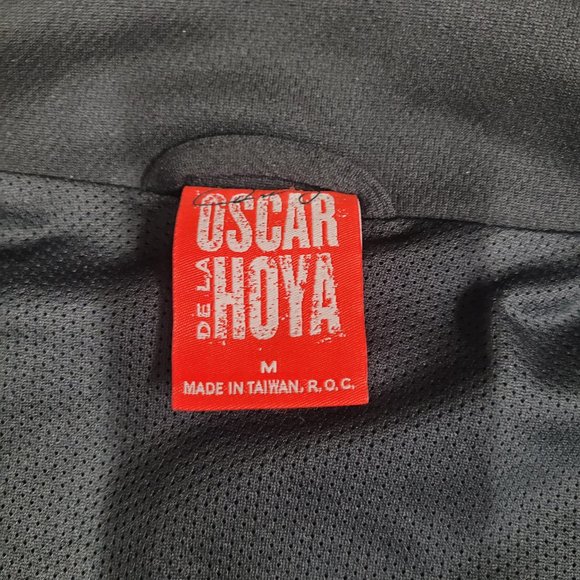 Oscar De La Hoya full zip warm up jacket men sz M Medium black red - Picture 8 of 9